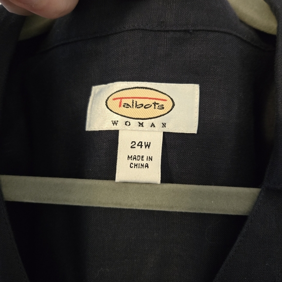 Talbots Linen Navy Blue Button-Down Tunic, Size 24W - Picture 7 of 8